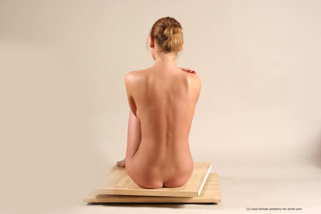 Nude Woman White Sitting poses - ALL Slim long brown Sitting poses - simple