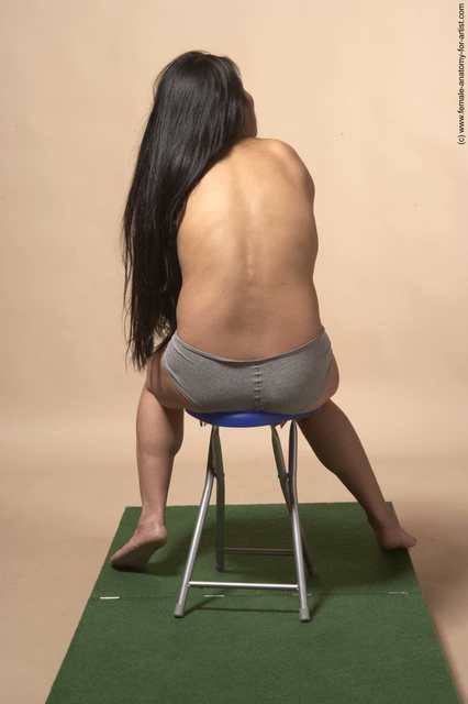 Nude Woman Multiracial Sitting poses - ALL Slim long black Sitting poses - simple