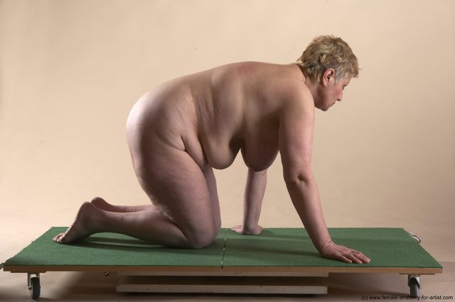 Nude Woman White Kneeling poses - ALL Average Kneeling poses - on both knees short blond