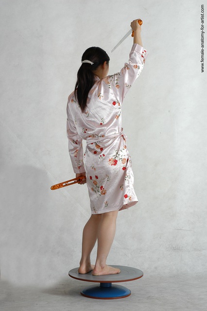 Drape Woman Asian Standing poses - ALL Slim long black Standing poses - simple