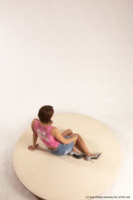 Casual Woman White Sitting poses - ALL Slim medium brown Sitting poses - simple Multi angle poses
