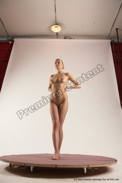 Nude Woman White Standing poses - ALL Slim long blond Standing poses - simple Multi angle poses