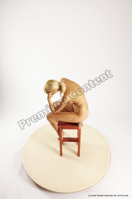 Nude Woman White Sitting poses - ALL Slim long blond Sitting poses - simple Multi angle poses