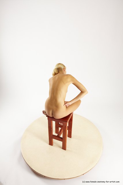 Nude Woman White Sitting poses - ALL Slim long blond Sitting poses - simple Multi angle poses
