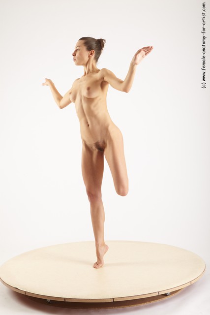 Nude Woman White Standing poses - ALL Slim long brown Standing poses - simple