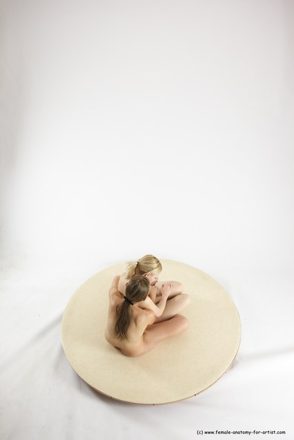 Nude Woman - Woman White Sitting poses - ALL Slim long blond Sitting poses - simple Multi angle poses