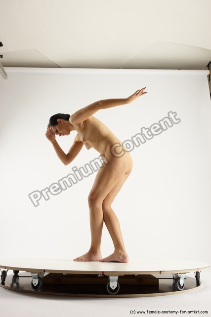 Nude Woman White Standing poses - ALL Slim Standing poses - bend over long brown Multi angle poses