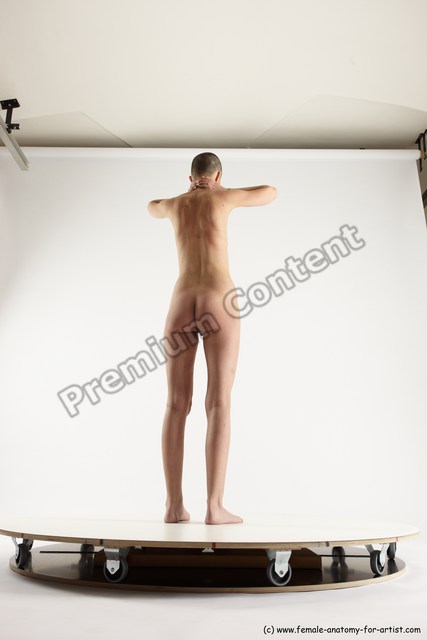 Nude Woman White Standing poses - ALL Slim bald Standing poses - simple Multi angle poses