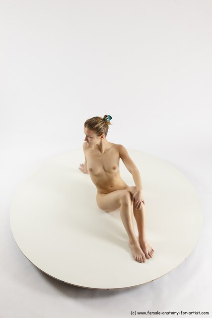 Nude Woman White Sitting poses - ALL Athletic long blond Sitting poses - simple Multi angle poses