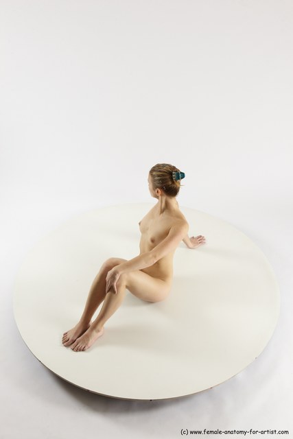 Nude Woman White Sitting poses - ALL Athletic long blond Sitting poses - simple Multi angle poses
