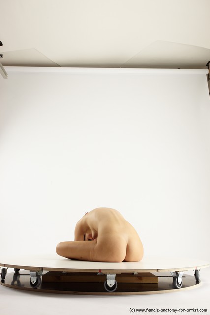 Nude Woman White Sitting poses - ALL Slim long brown Sitting poses - simple Multi angle poses