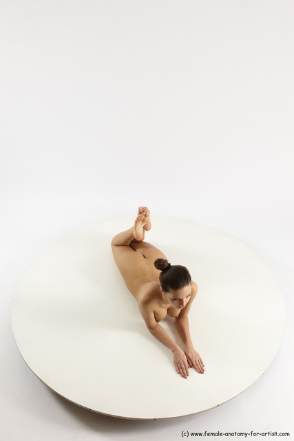 Nude Gymnastic poses Woman White Slim long brown Multi angle poses