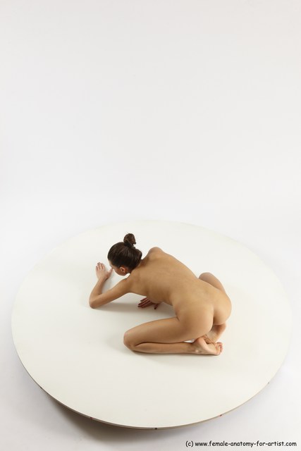 Nude Gymnastic poses Woman White Slim long brown Multi angle poses