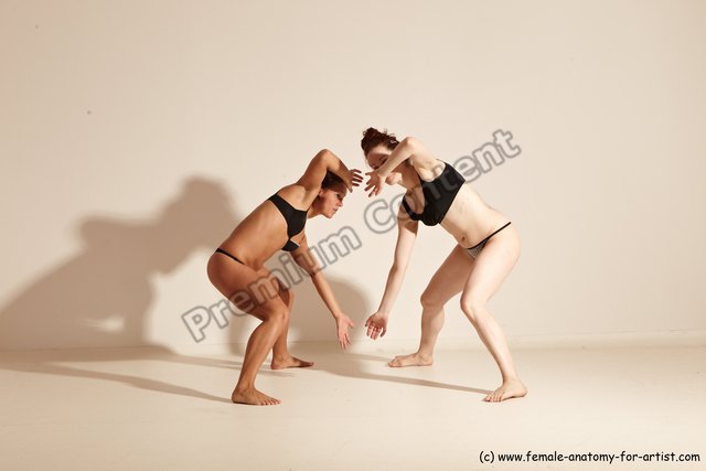Underwear Martial art Woman - Woman White Moving poses Athletic medium brown Dynamic poses