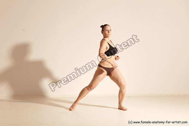 Underwear Martial art Woman White Moving poses Average long colored Dynamic poses