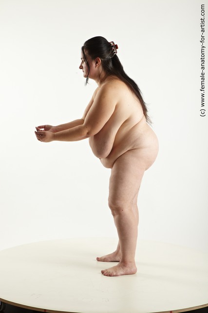 Nude Woman White Standing poses - ALL Overweight long black Standing poses - simple