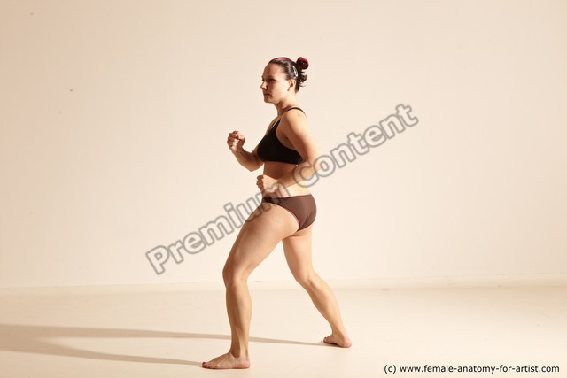 Underwear Martial art Woman White Moving poses Average long colored Dynamic poses