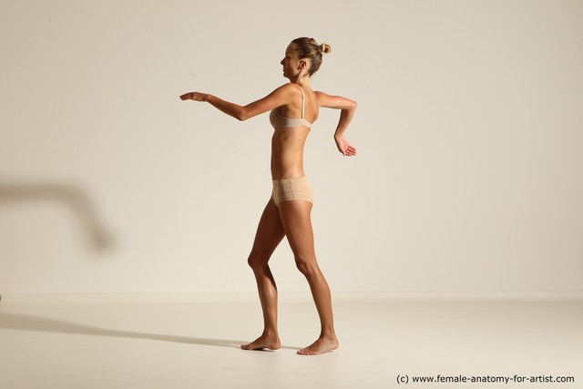 Underwear Woman White Slim long brown Dancing Dynamic poses