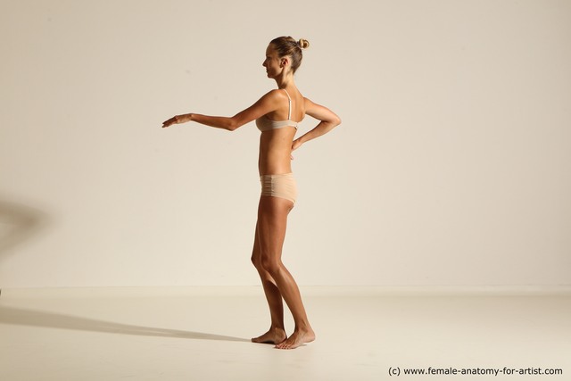 Underwear Woman White Slim long brown Dancing Dynamic poses