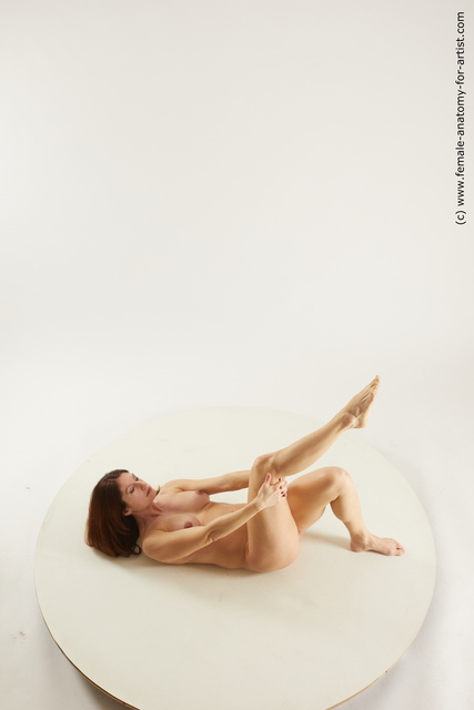 Nude Woman White Laying poses - ALL Pregnant Laying poses - on back long brown Multi angle poses