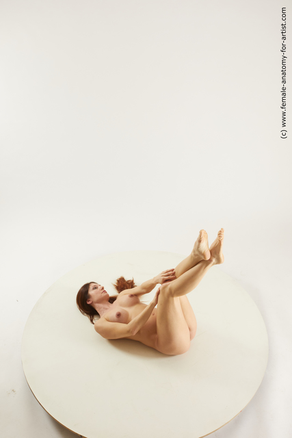 Nude Woman White Laying poses - ALL Pregnant Laying poses - on back long brown Multi angle poses