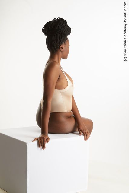 Underwear Woman Black Sitting poses - ALL Average long black Sitting poses - simple Standard Photoshoot