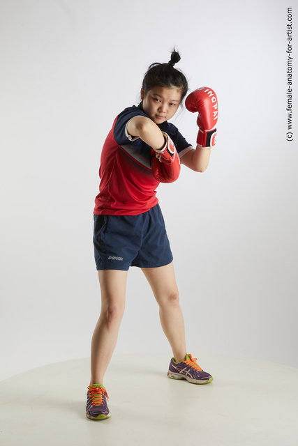 Sportswear Woman Asian Average medium black Fighting Standard Photoshoot