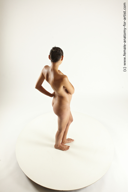 Nude Woman White Pregnant medium brown Multi angle poses