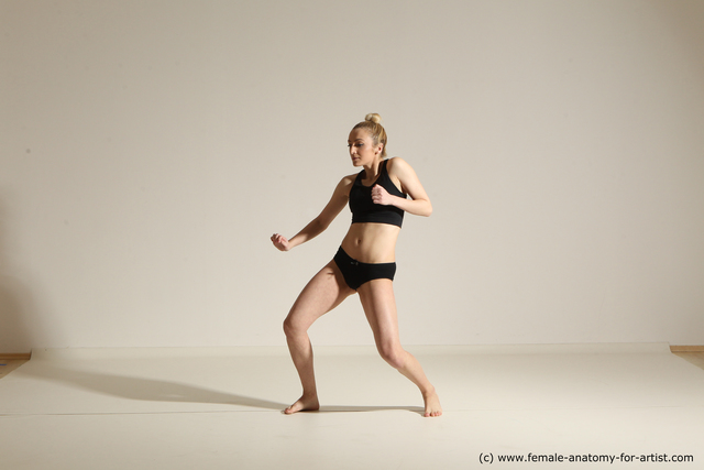 Underwear Woman White Slim medium blond Dancing Dynamic poses