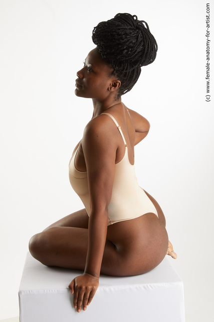 Underwear Woman Black Kneeling poses - ALL Average Kneeling poses - on both knees long black Standard Photoshoot