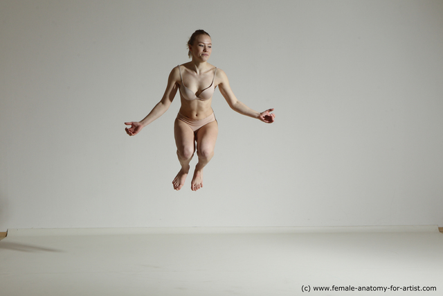 Underwear Woman White Slim medium blond Dancing Dynamic poses