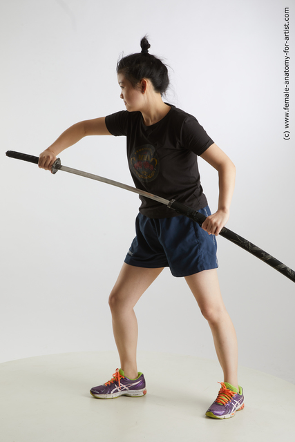 Sportswear Fighting with sword Woman Black Standing poses - ALL Average medium black Standing poses - simple Standard Photoshoot
