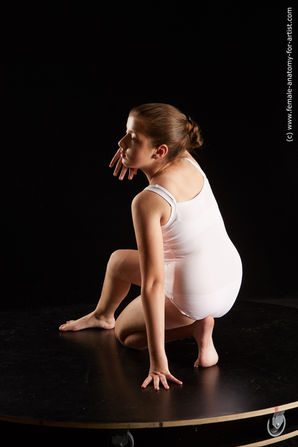 Underwear Woman White Kneeling poses - ALL Average Kneeling poses - on one knee long brown Standard Photoshoot