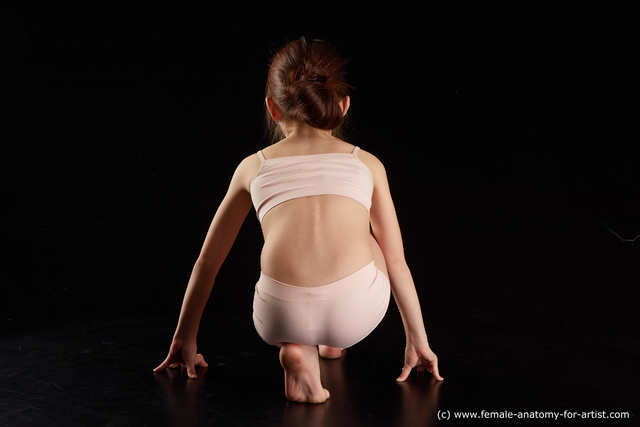 Underwear Woman White Kneeling poses - ALL Slim Kneeling poses - on one knee long brown Standard Photoshoot