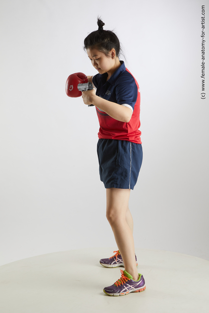 Sportswear Fighting with gun Woman Asian Standing poses - ALL Average medium black Standing poses - simple Standard Photoshoot