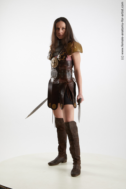 Fighting with sword Woman White Standing poses - ALL Slim long brown Standing poses - simple Standard Photoshoot