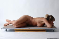 Nude Woman White Laying poses - ALL Slim Laying poses - on stomach long brown Pinup