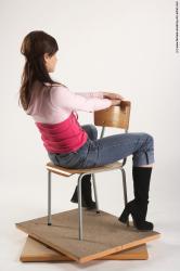 Casual Woman White Sitting poses - ALL Slim long brown Sitting poses - simple Academic