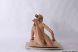 Nude Woman White Kneeling poses - ALL Slim long blond Pinup