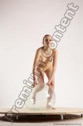 Nude Woman White Kneeling poses - ALL Slim Kneeling poses - on one knee medium blond Multi angle poses Pinup