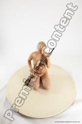 Nude Woman White Sitting poses - ALL Slim Fighting with rifle long blond Sitting poses - simple Multi angle poses Pinup