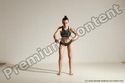 Underwear Woman White Athletic long brown Dancing Dynamic poses Academic