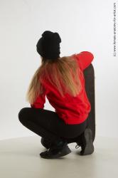 Casual Woman White Kneeling poses - ALL Slim Kneeling poses - on one knee long brown Standard Photoshoot  Academic